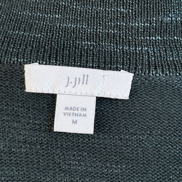 J Jill Sweater Size Medium Forest Green Cotton Knit Long Cardigan Pockets - Picture 8 of 13